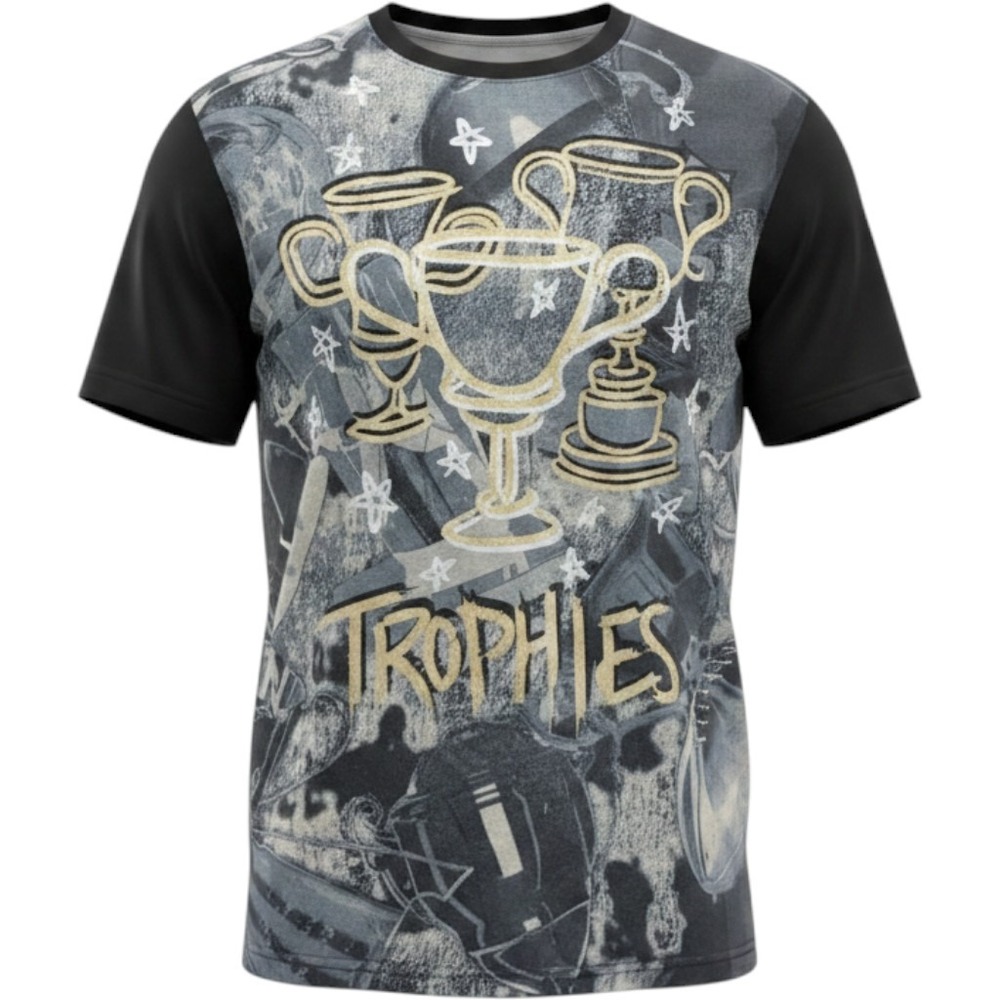 Stadium Akonks Trophies Graphic T-Shirt Mens XL Black Gold Foil All Over Print